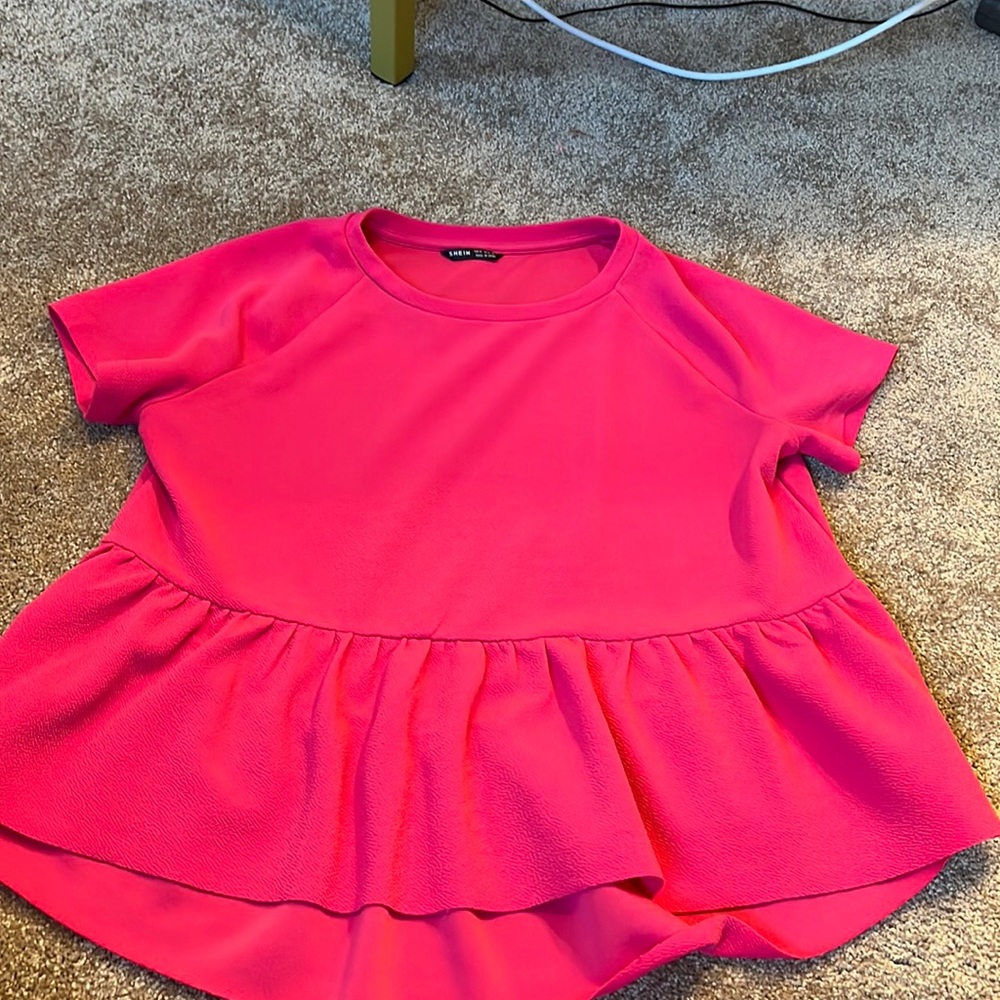 Hot pink shein peplum style top